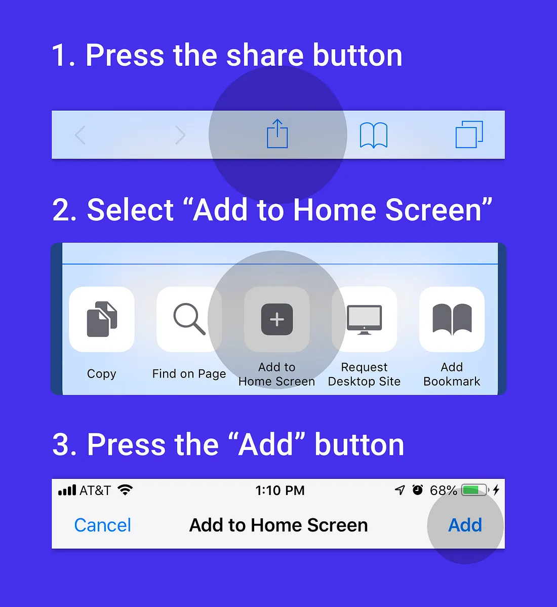 Bouton de partage Safari iOS